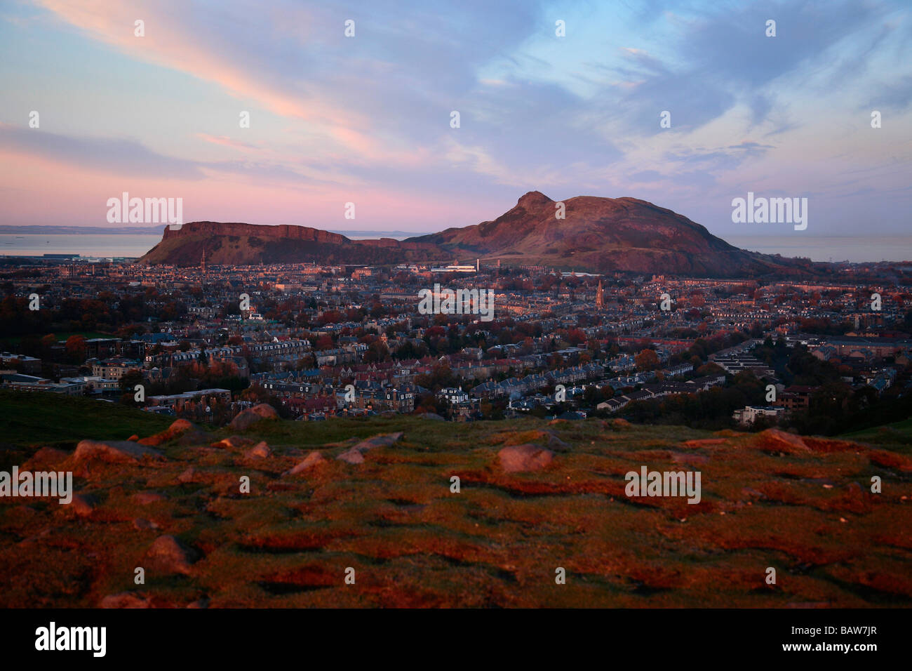 Arthurs Seat à Édimbourg à partir de Blackford hill Banque D'Images