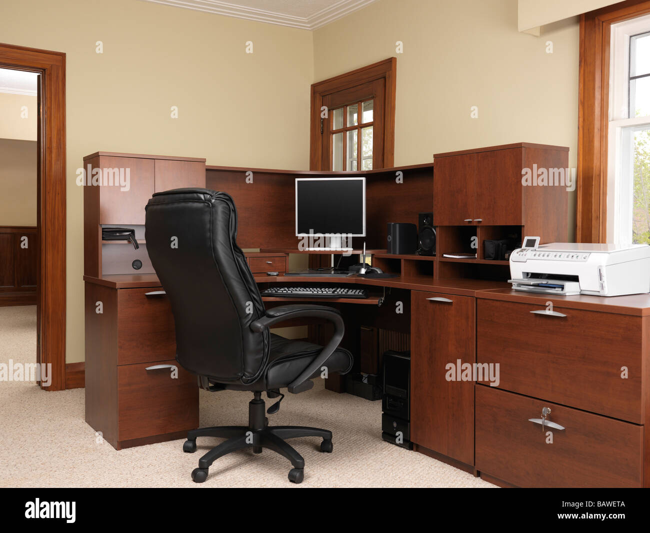 Bureau d'ordinateur de bureau à domicile Banque D'Images