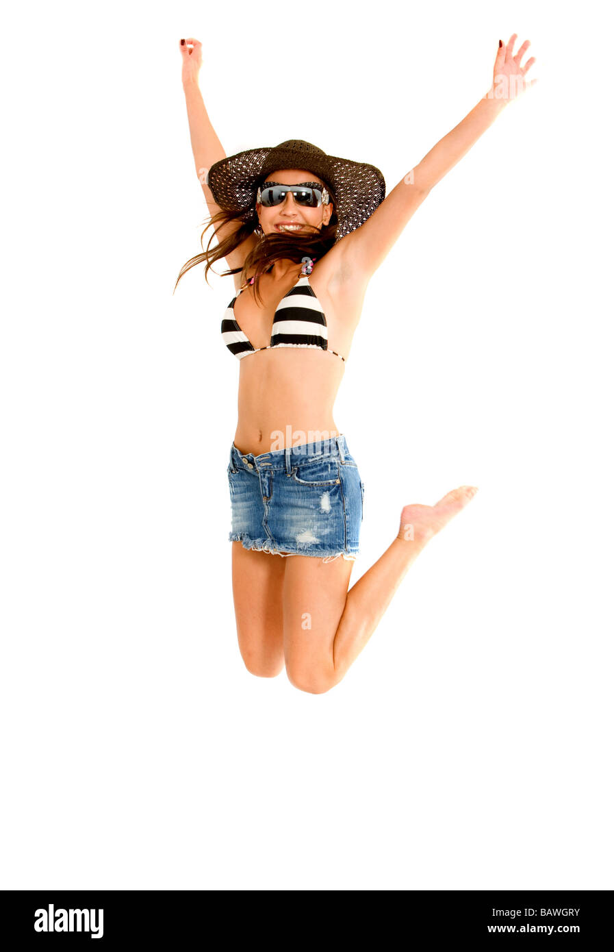 Fashion woman jumping Banque D'Images