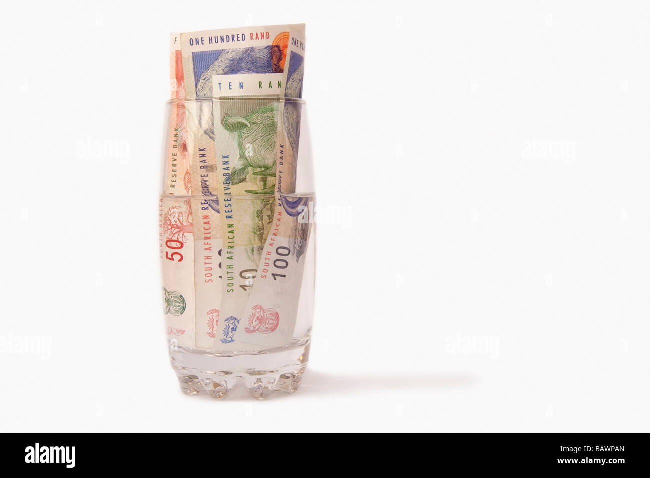 L'argent de l'Afrique du Sud isolé sur fond blanc Banque D'Images