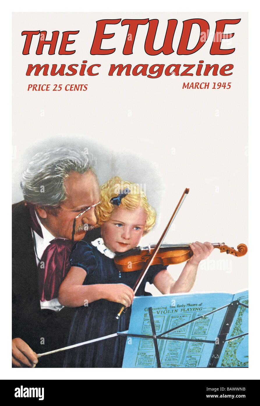 Etude : la leçon de violon Banque D'Images