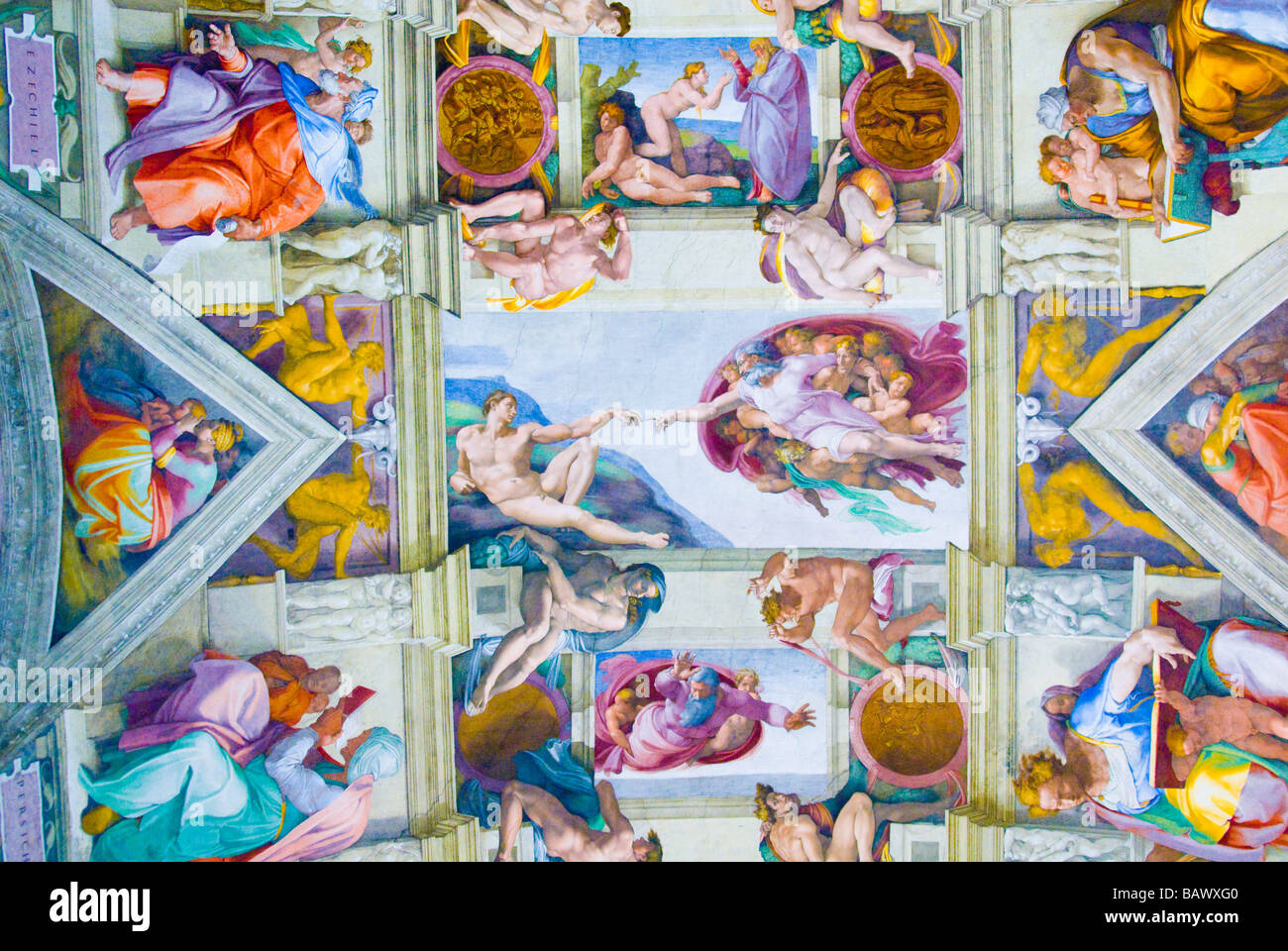 Des fresques de Michel-Ange dans la Chapelle Sixtine Banque D'Images