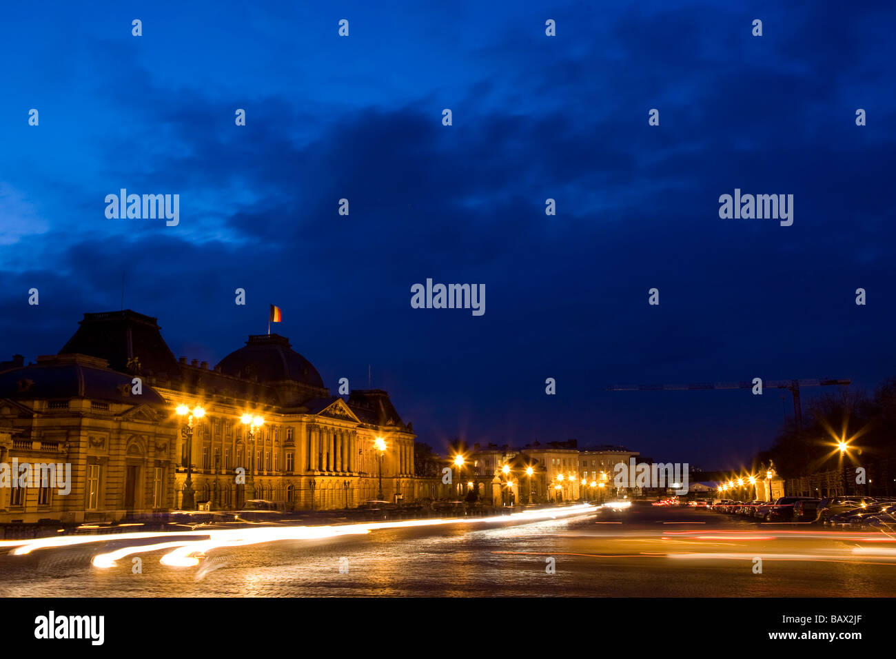 Le Palais Royal (Place des Palais ) dans la nuit - Bruxelles , Belgique Banque D'Images