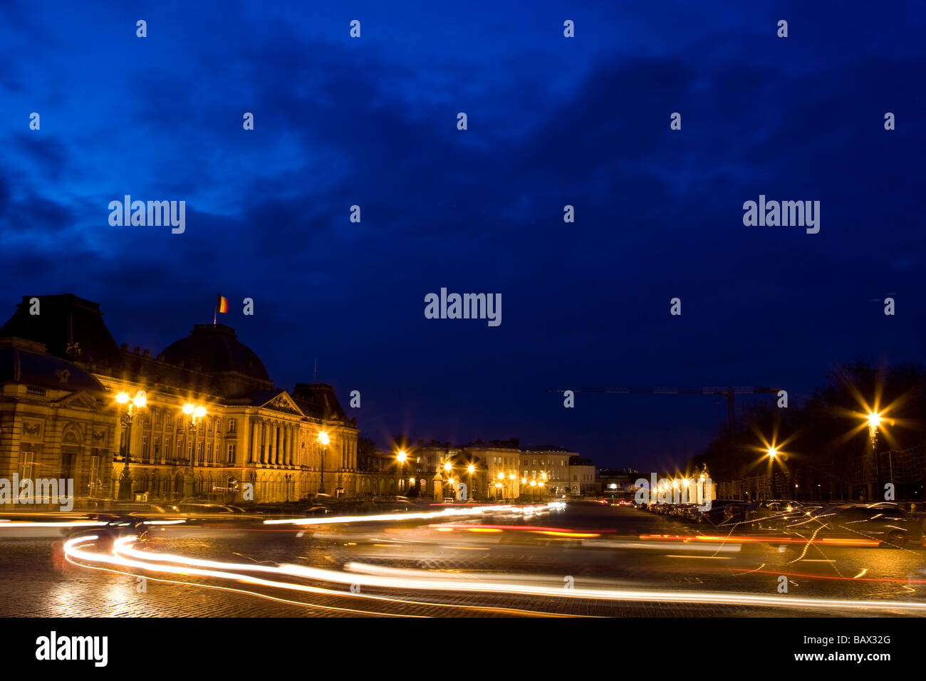 Le Palais Royal (Place des Palais ) dans la nuit - Bruxelles , Belgique Banque D'Images