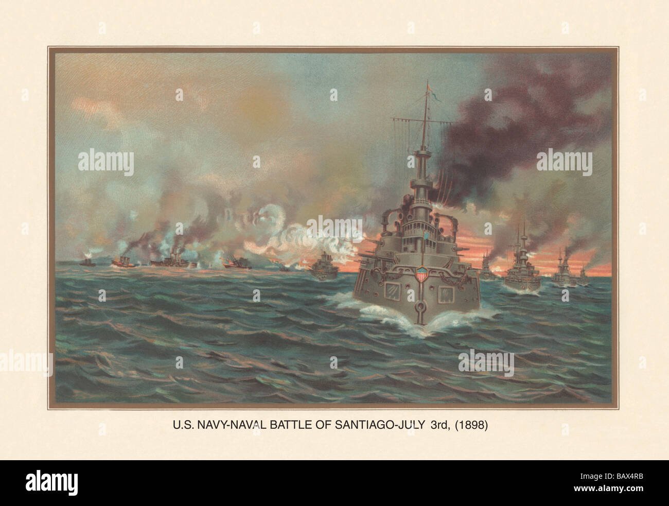 Bataille navale de Santiago,Juillet 3rd,1898 Banque D'Images