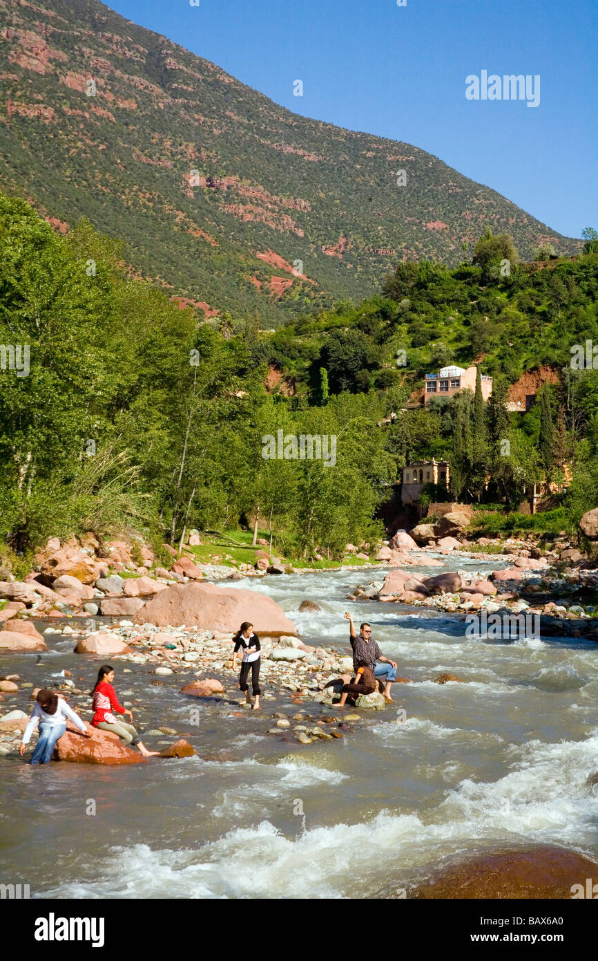 Printemps dans la vallée de l'Ourika près de Marrakech Maroc Banque D'Images