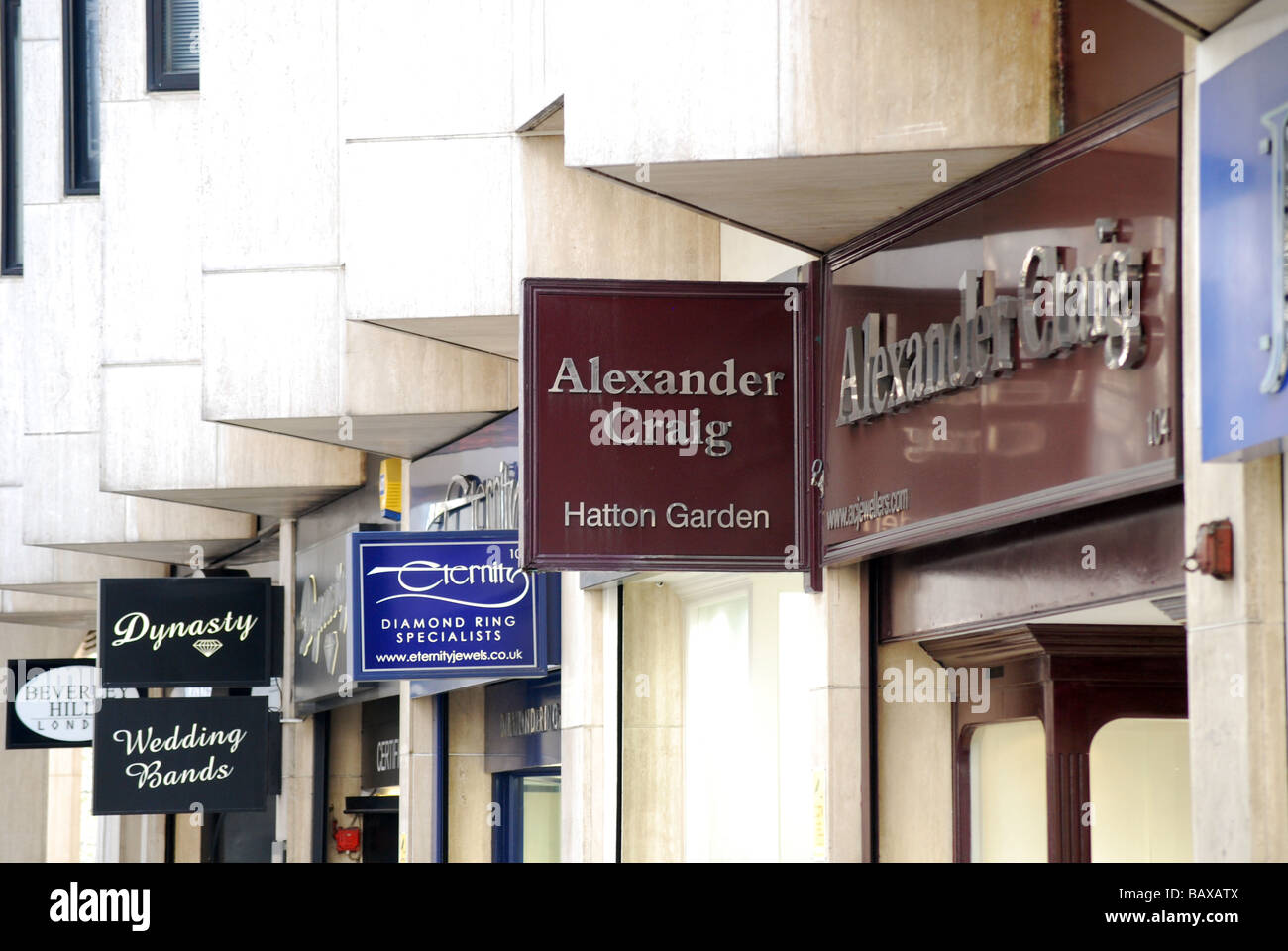 Hatton Garden Joailliers Diamants bagues en or Banque D'Images