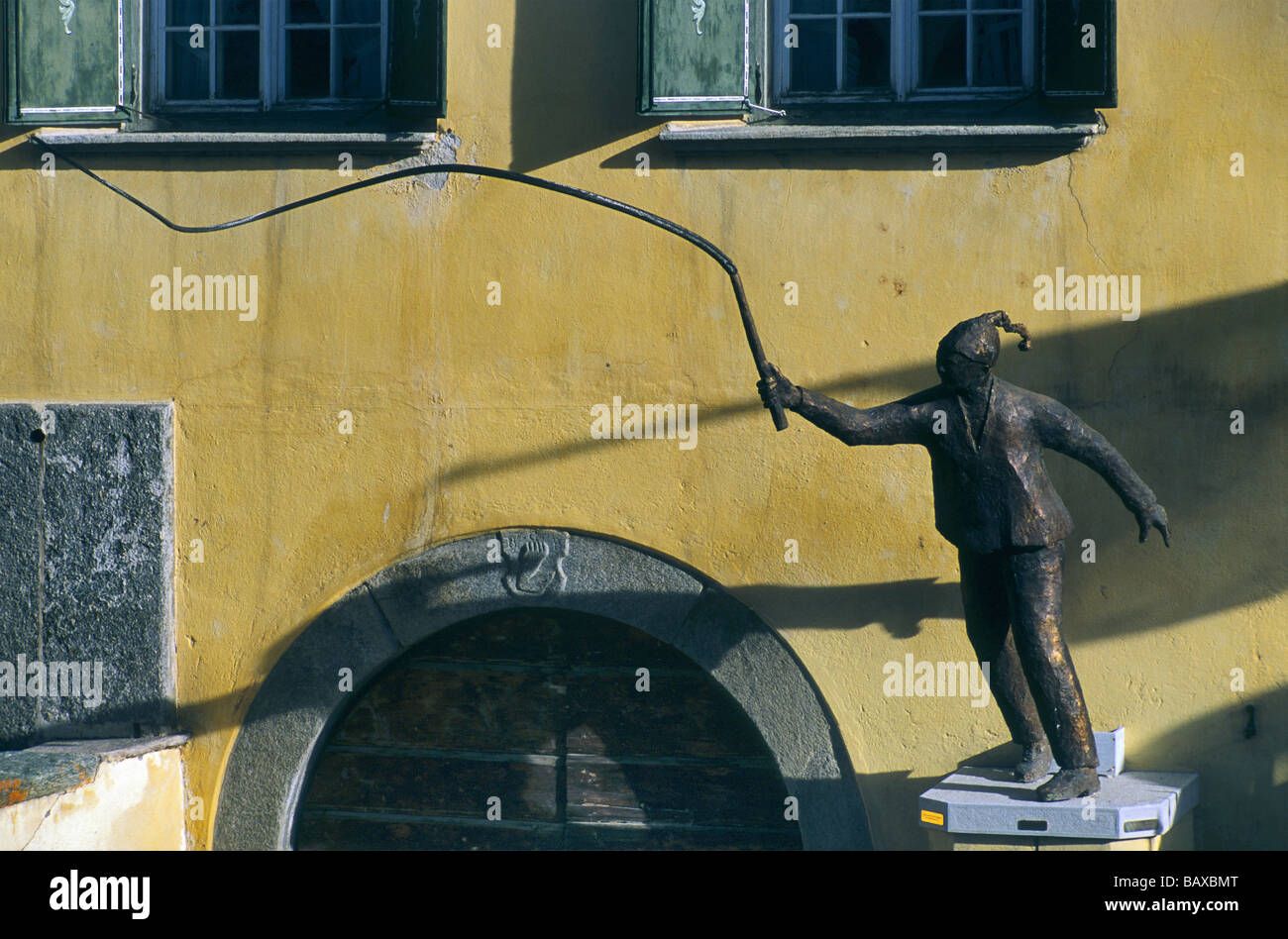 Statue de whipper à Plaz à Zuoz en Suisse canton des Grisons Banque D'Images
