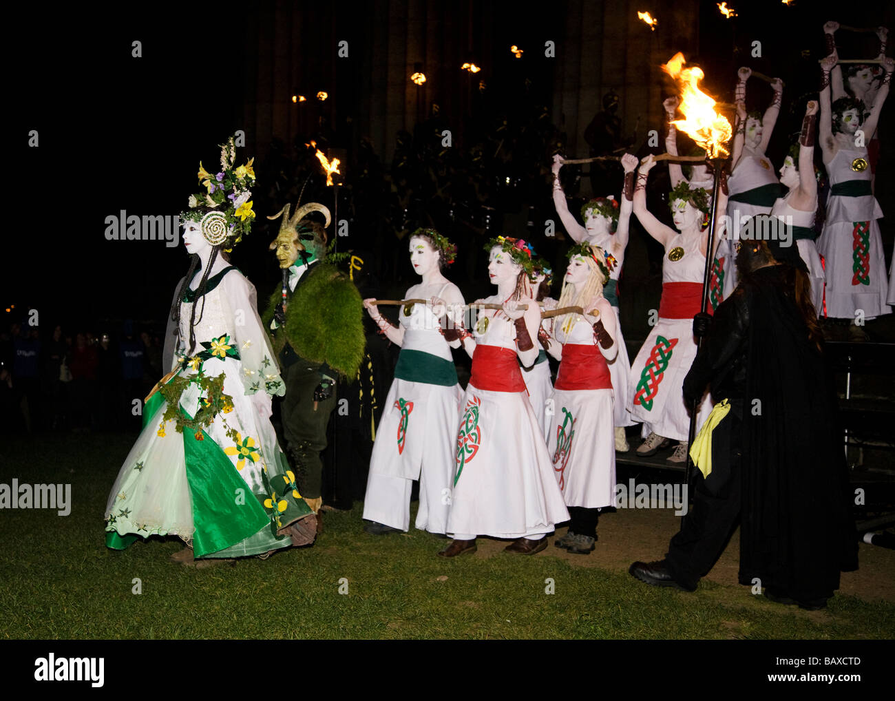 La Beltane Fire Festival sur Calton Hill une ancienne fête païenne et celtique, Ville d'Édimbourg, Écosse. Banque D'Images