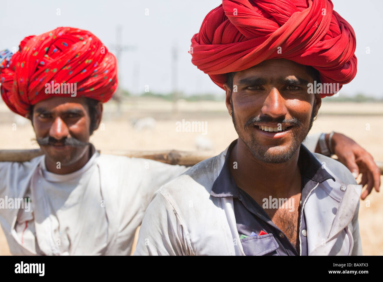 Bergers Rajput portant Turban dans le Rajasthan en Inde Banque D'Images