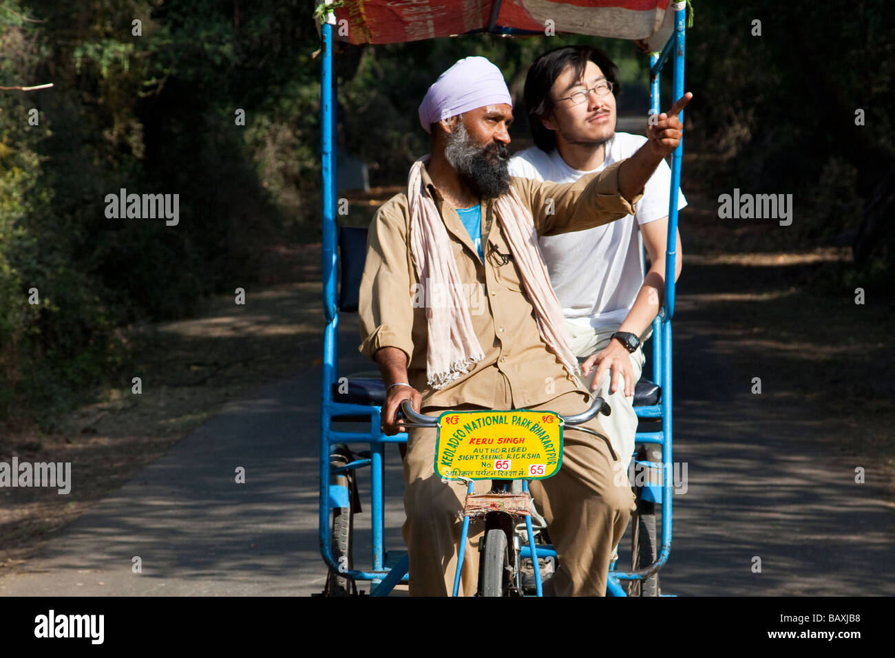 Guide touristique et dans le refuge d'oiseaux de Bharatpur Keoladeo en Inde Banque D'Images