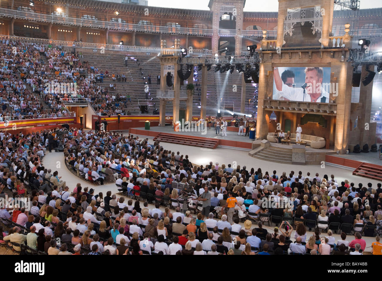 Rendement par Dieter Bohlen et Mark Medlock à Wetten, dass... La production de la télévision allemande, Palma Plaza de Toros, Palma Arena Banque D'Images