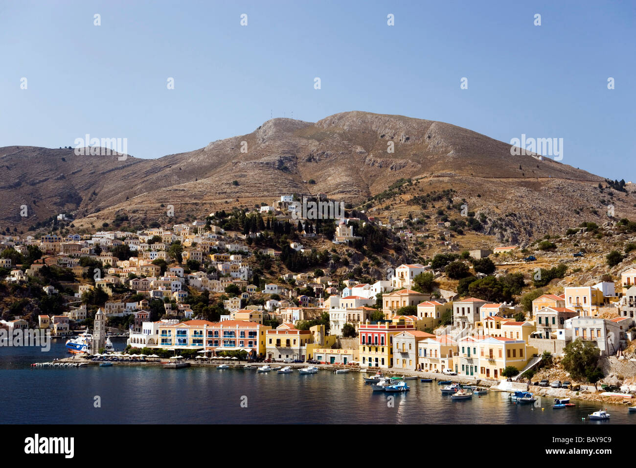 Vue aérienne de Simi, Symi, Grèce Banque D'Images