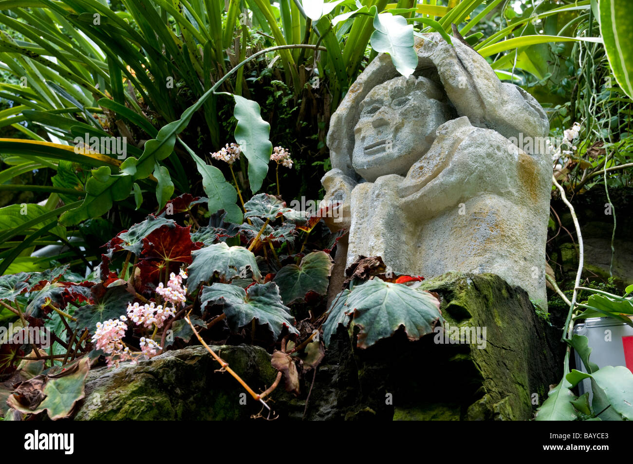 Statue de pierre dans la région de Myriad Botanical garden conservatory Banque D'Images