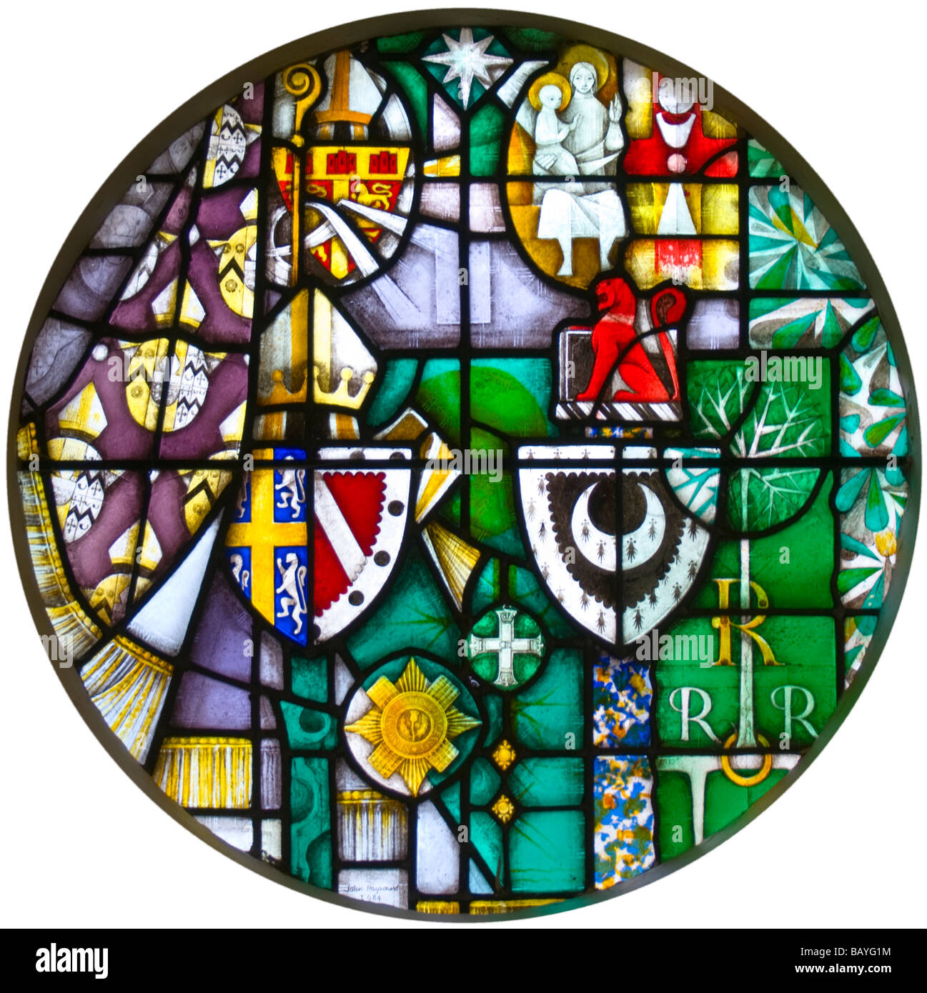Cambridge. Trinity Hall Chapel. Vitrail - Robert Runcie Banque D'Images