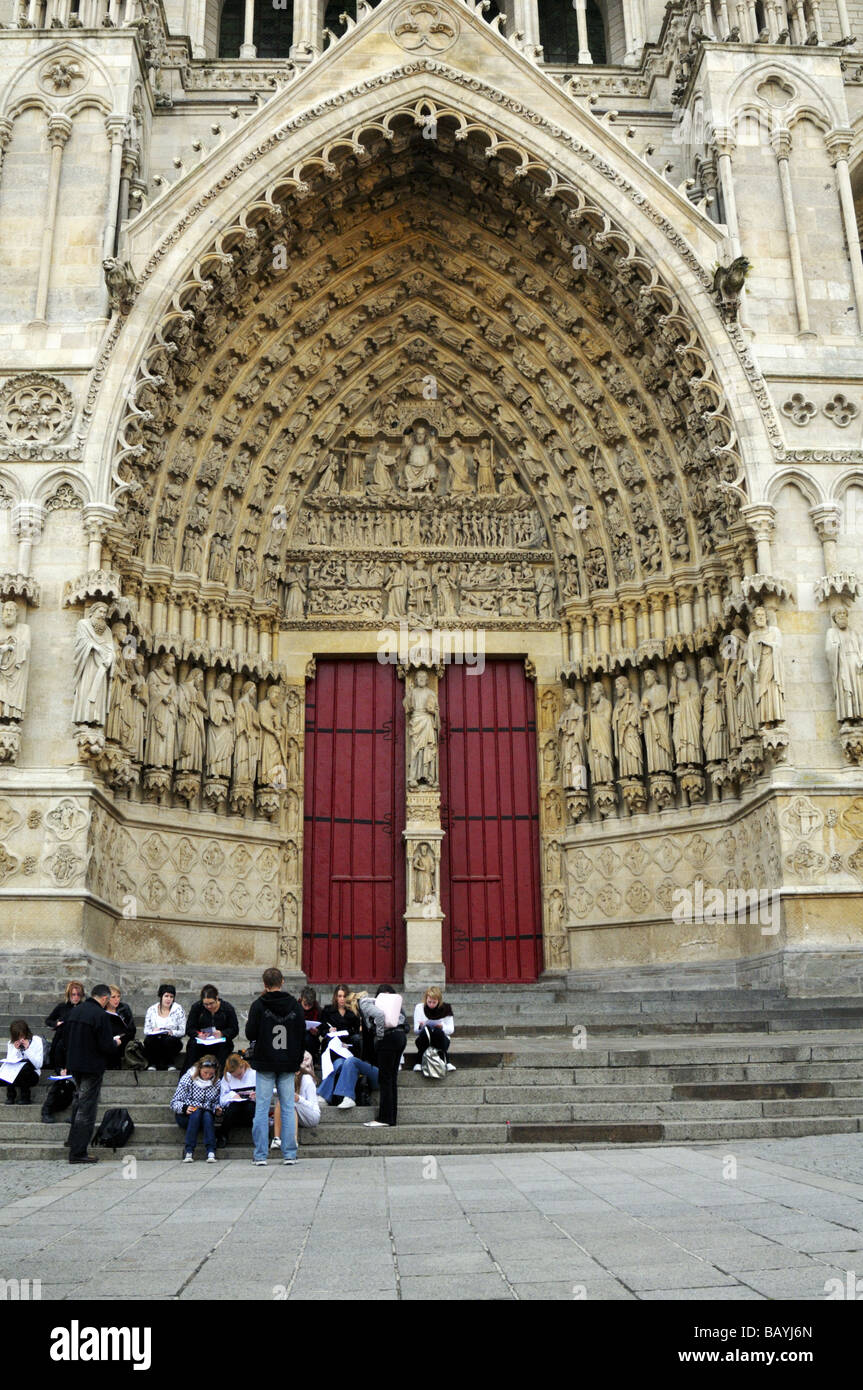 Cathédrale Notre-Dame d'Amiens, Site du patrimoine mondial de l'UNESCO, la France. Banque D'Images