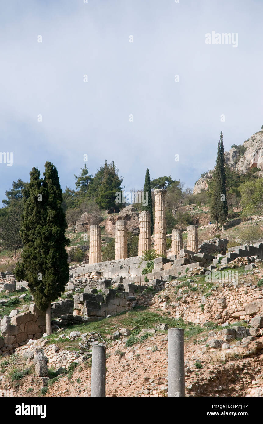 Site du Temple d'Apollon, Delphi, Grèce Banque D'Images