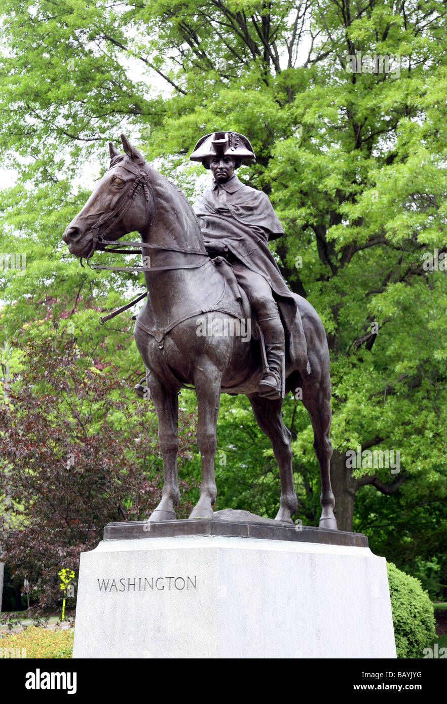Statue en bronze de George Washington sur son cheval, Morristown, NJ USA, United States Morris Comté Banque D'Images