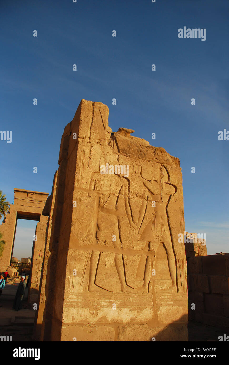 Afrique Moyen-Orient Egypte Louxor Egypte Temple de Karnak ruines sculptures hiéroglyphes secours basse Banque D'Images