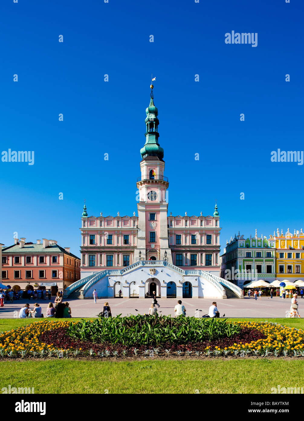 Hôtel de ville place principale Rynek Wielki Zamosc Pologne Banque D'Images