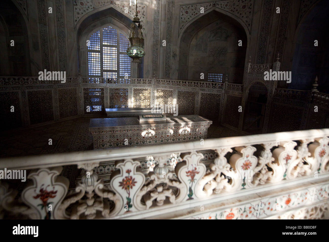 L'intérieur du Taj Mahal à Agra Inde Banque D'Images