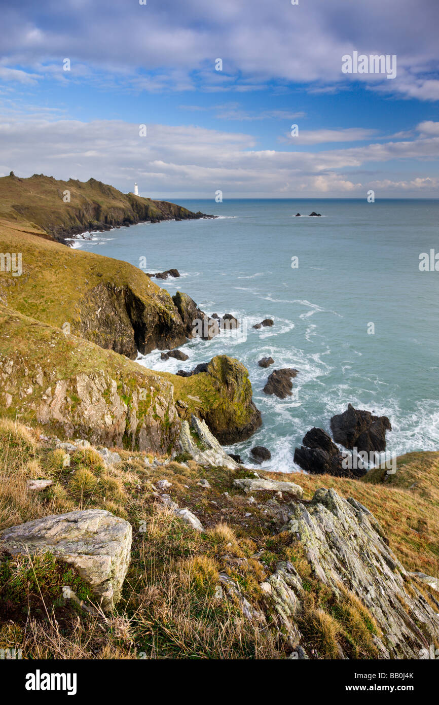La péninsule de Point de départ et le phare South Devon Angleterre Janvier 2009 Banque D'Images