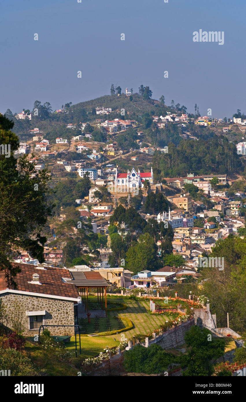 Vue sur Ville Tamil Nadu Inde Kodaikanal Banque D'Images