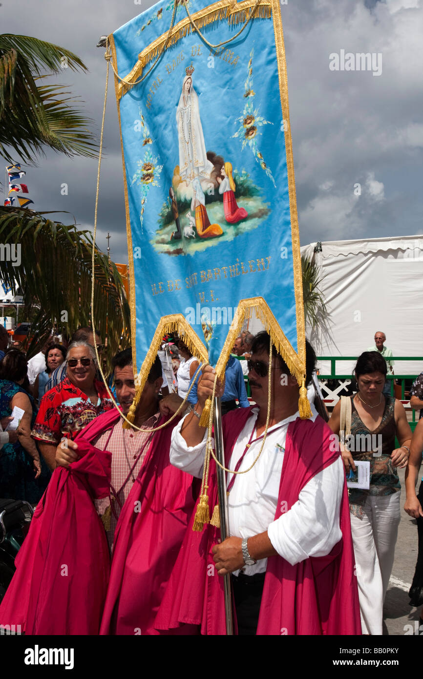 La masse des marins et la bénédiction de la mer Saint Barthelemy Gustavia Procession Jour Banque D'Images