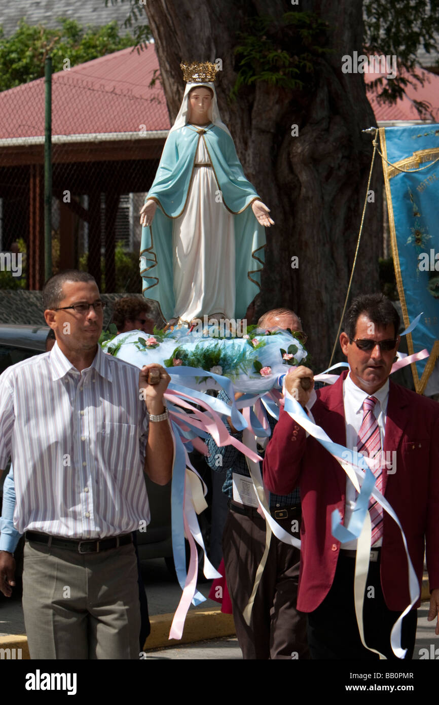 La masse des marins et la bénédiction de la mer Saint Barthelemy Gustavia Procession Jour Banque D'Images