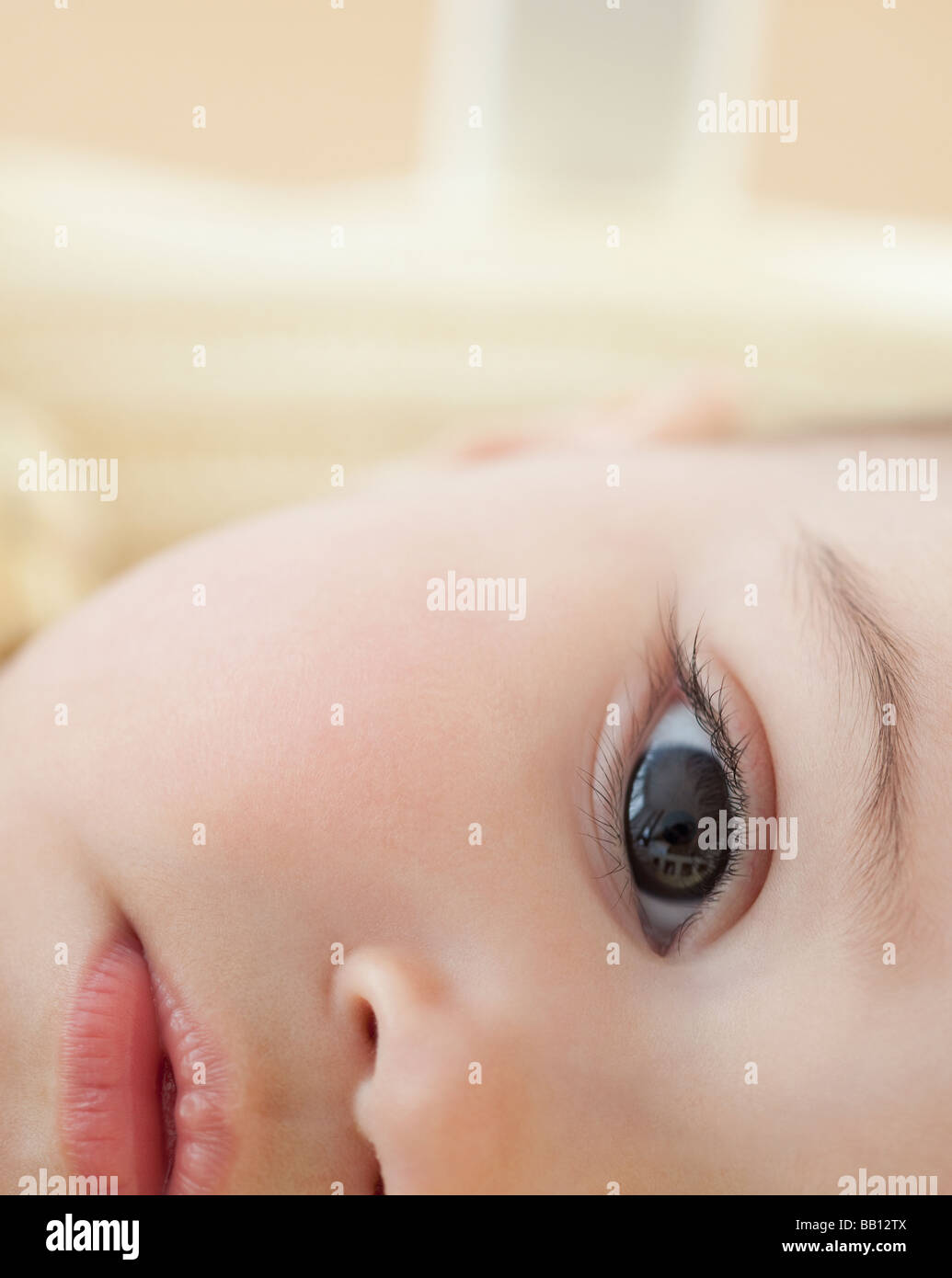 Close up of mixed race baby girl's eye Banque D'Images