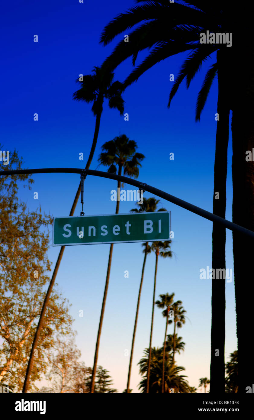 Célèbre Sunset Blvd sign in Beverly Hills, Los Angeles en Californie Banque D'Images