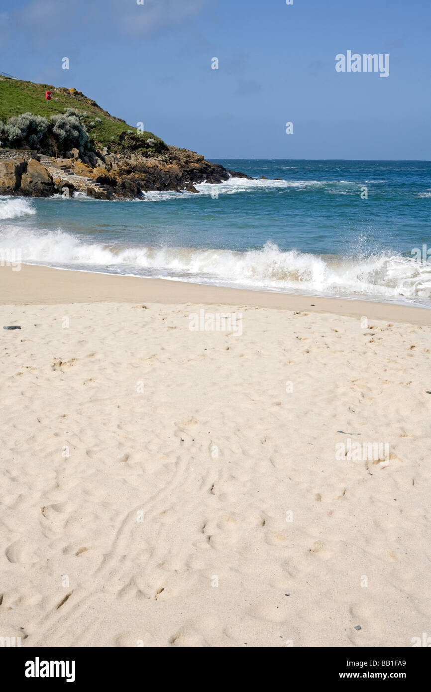 Porthgwidden plage à St Ives, Cornwall, UK. Banque D'Images