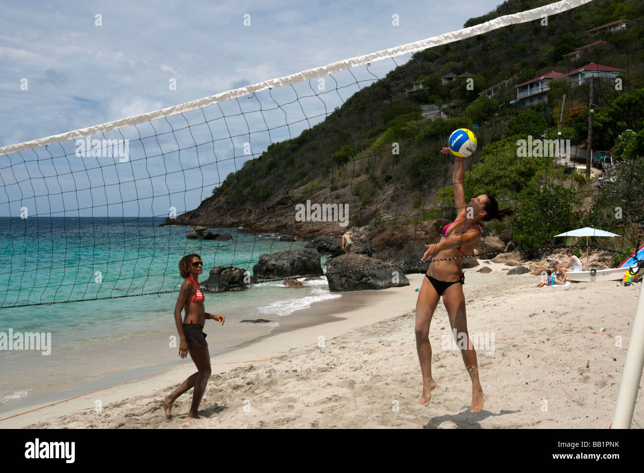 Womens volley-ball de plage de Corossol Festival Saint Louis St Barts Banque D'Images