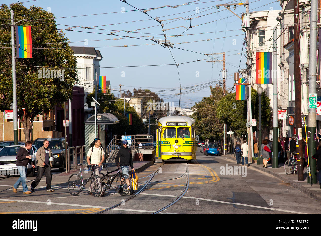 Tramway historique dans le Castro à San Francisco en Californie Banque D'Images