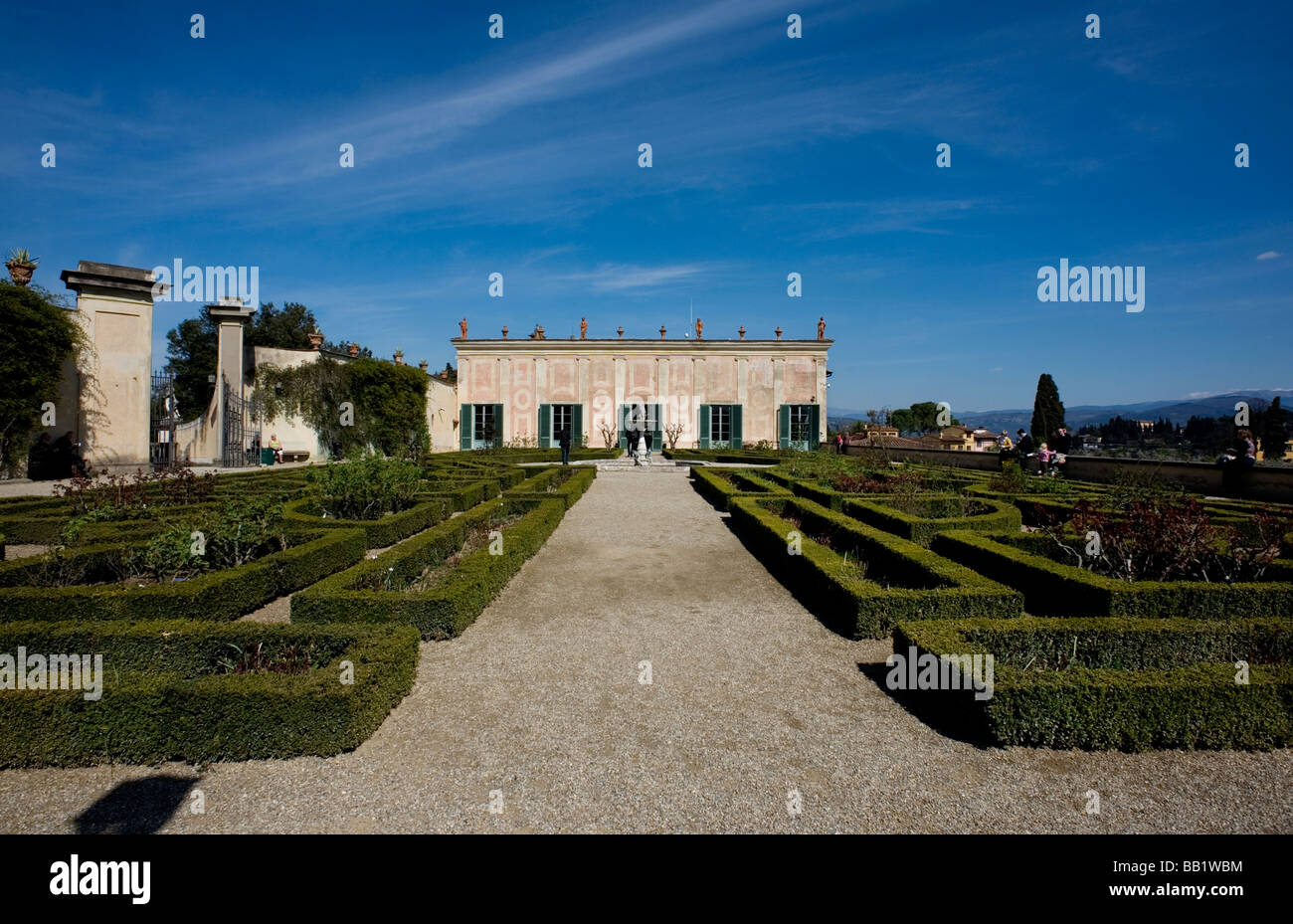 Florence Toscane Italie La ville de la Renaissance photo montre le jardin de Boboli qui s'élèvent à l'arrière du Pala Pitti Banque D'Images