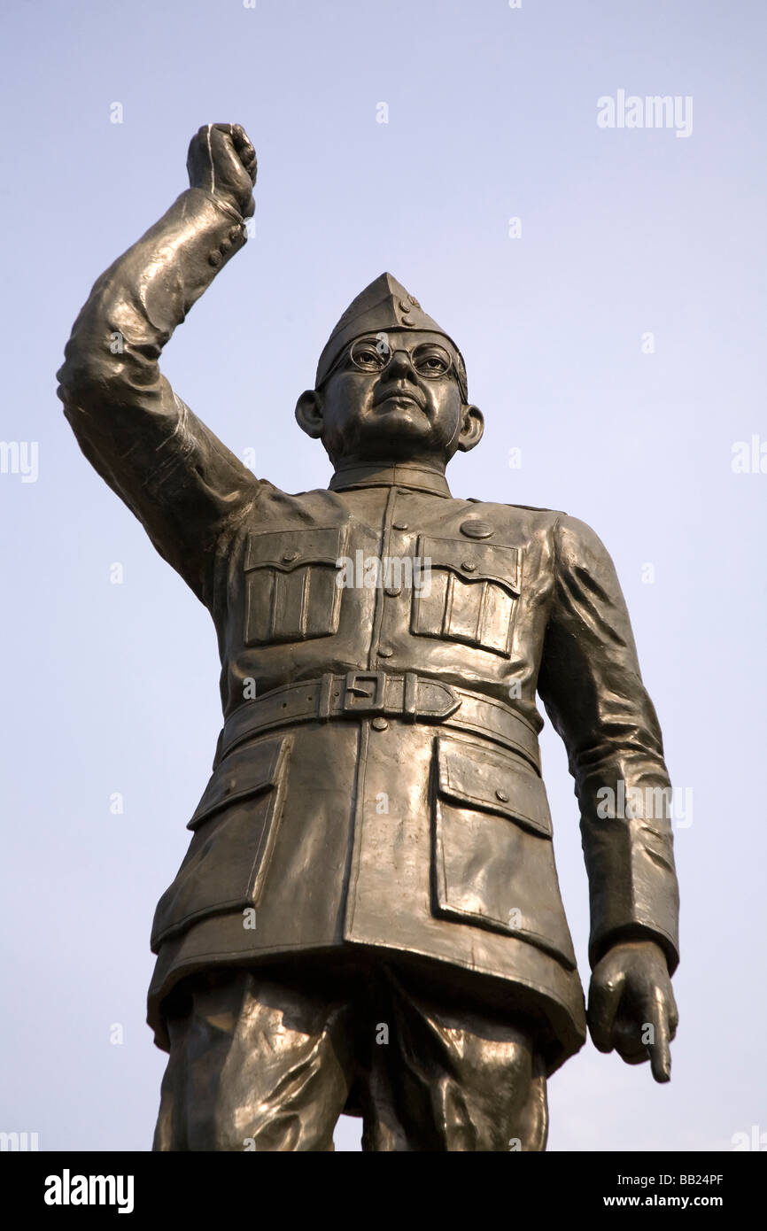 Une statue de la chef indien Subhas Chandra Bose, le leader nationaliste indien. Banque D'Images