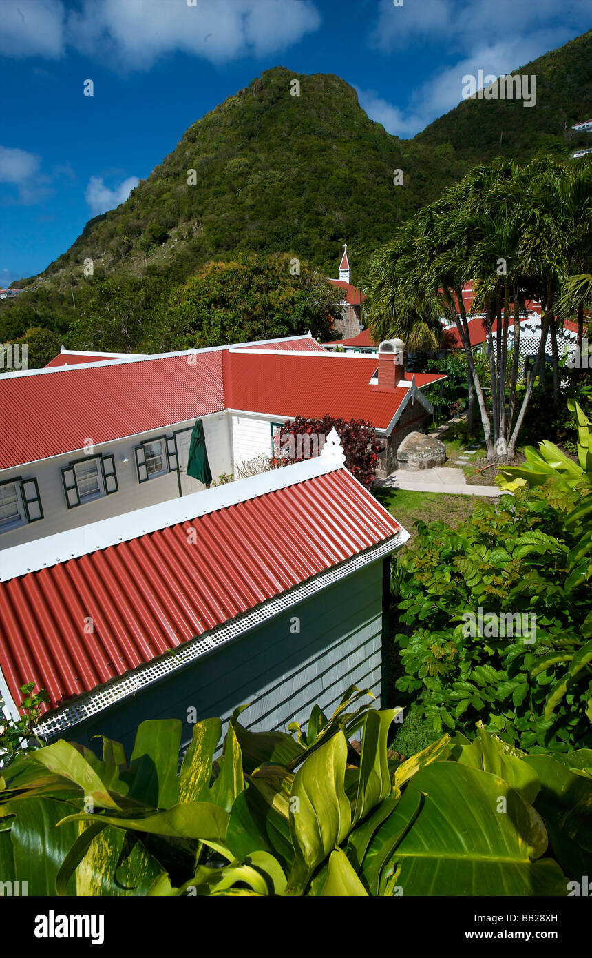 Saba Windwardside architecture traditionnelle Banque D'Images