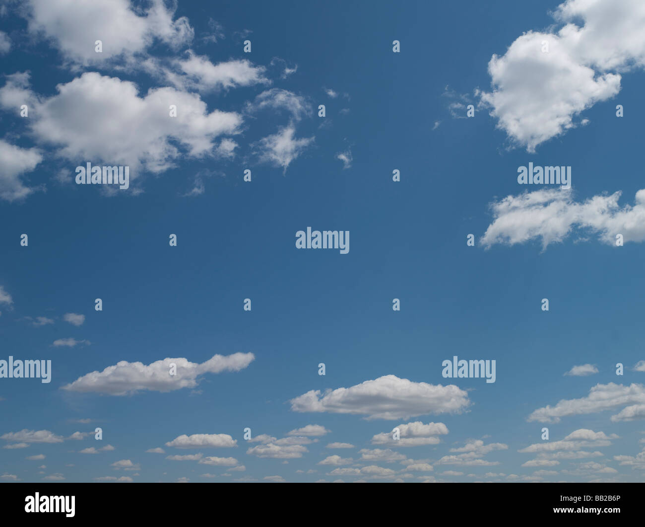Ciel bleu avec des nuages gonflés Banque D'Images