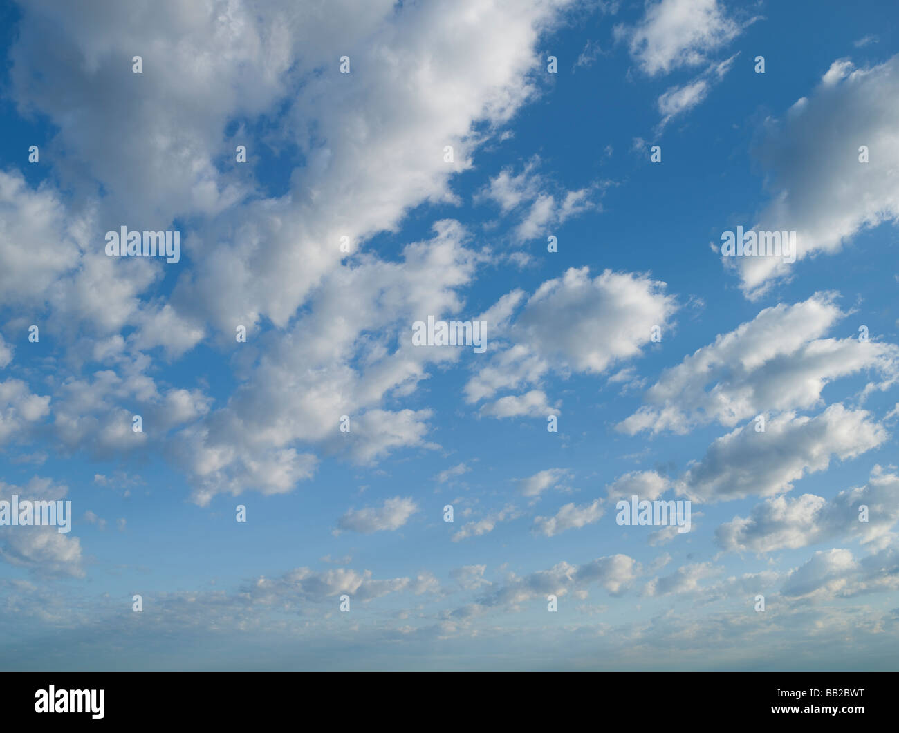 Ciel bleu avec des nuages gonflés Banque D'Images