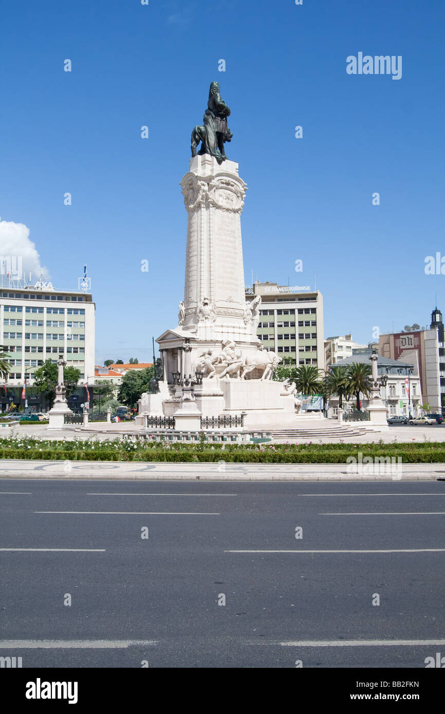 Marques do Pombal rond-point à Lisbonne, Portugal. Ce rond-point depuis le plus grand nombre d'accidents de voiture au Portugal. Banque D'Images