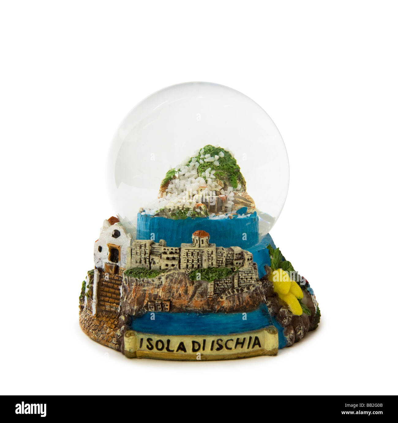 Ischia snow globe isolated on white with clipping path Banque D'Images