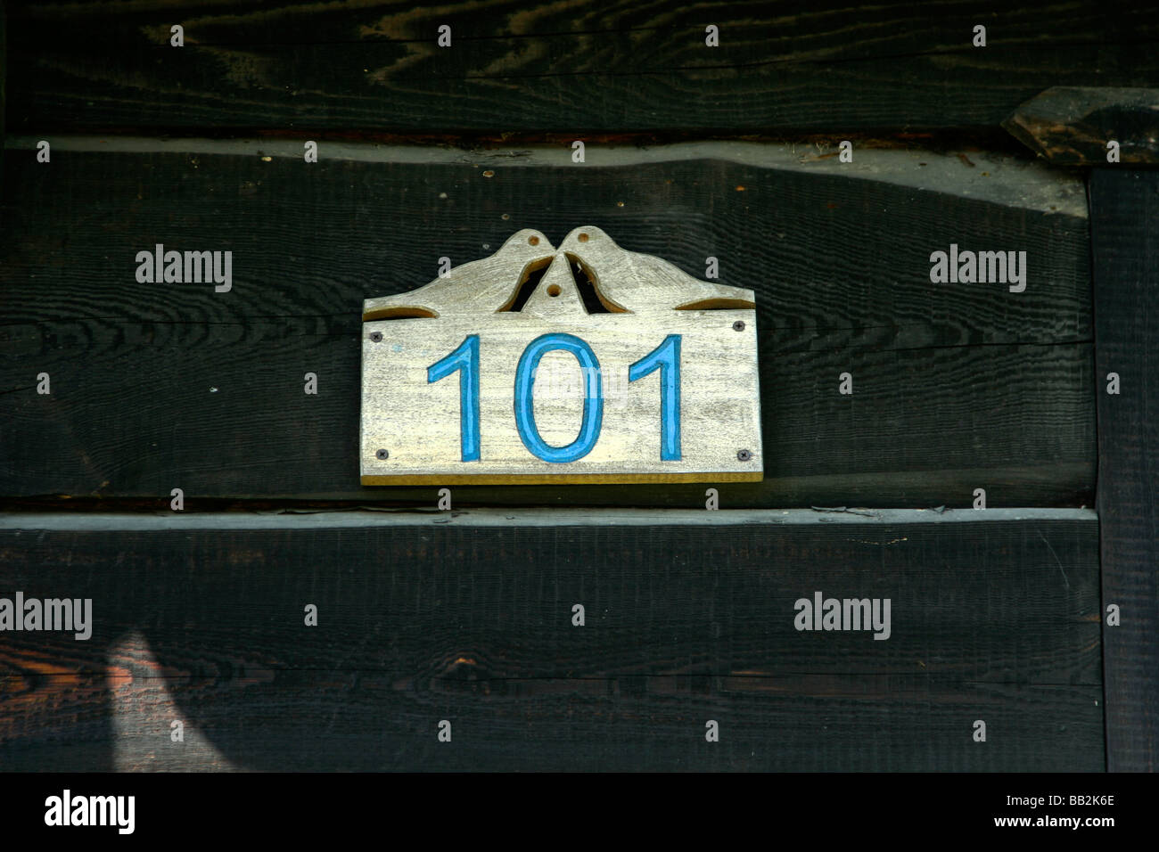 101 Numéro de maison dans village Soce, Pologne Banque D'Images