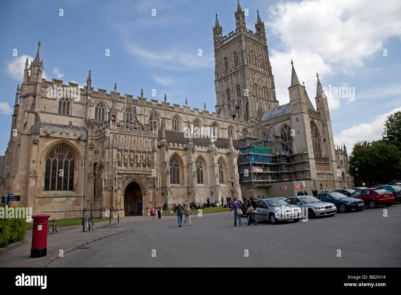 Restauration en cours de la cathédrale de Gloucester UK Banque D'Images