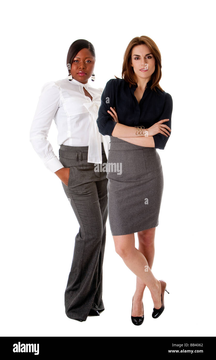 Beau Portrait et business en femmes se tenant debout à côté de l'autre comme la dream team isolated Banque D'Images