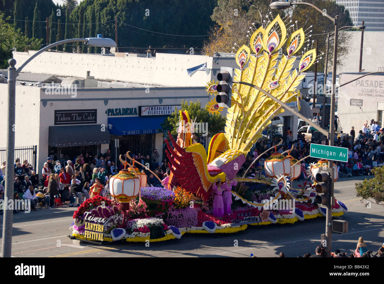 Pasadena, Californie. Tournoi 2009 de Roses, Rose Parade. China Airlines Taiwan Fête des lanternes flotter. Banque D'Images