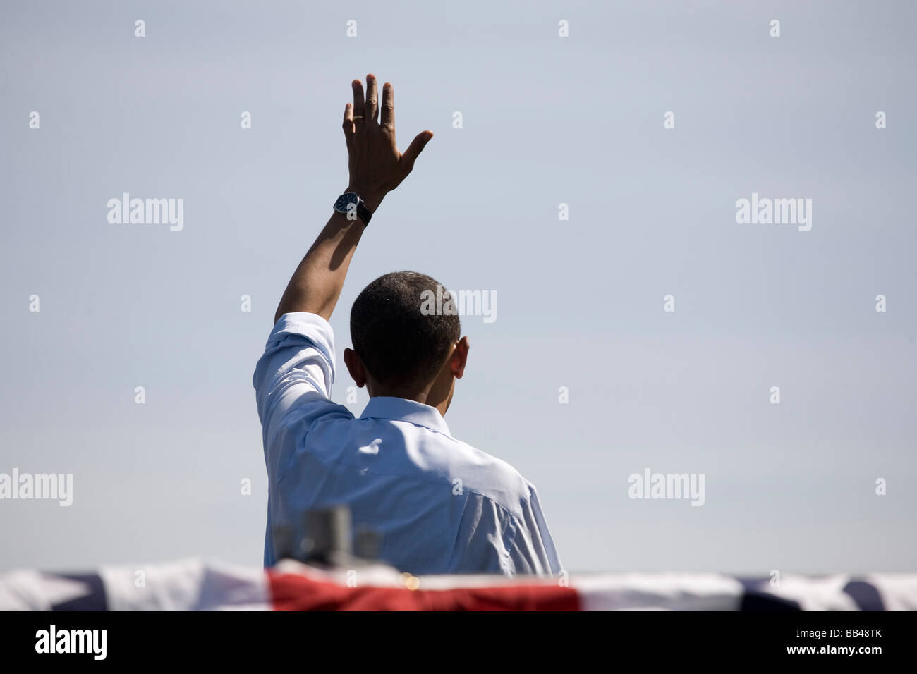 Candidat à l'élection présidentielle et Democratic front runner, Barack Obama, parle à une manifestation politique à Waterfront Park Banque D'Images