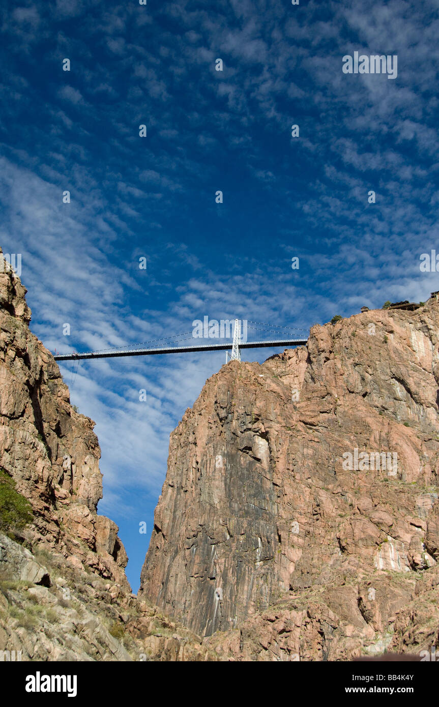 Californie, Canon City, Royal Gorge Railroad. Vues de la gare, le Royal Gorge Bridge, pont suspendu le plus haut du monde. Banque D'Images