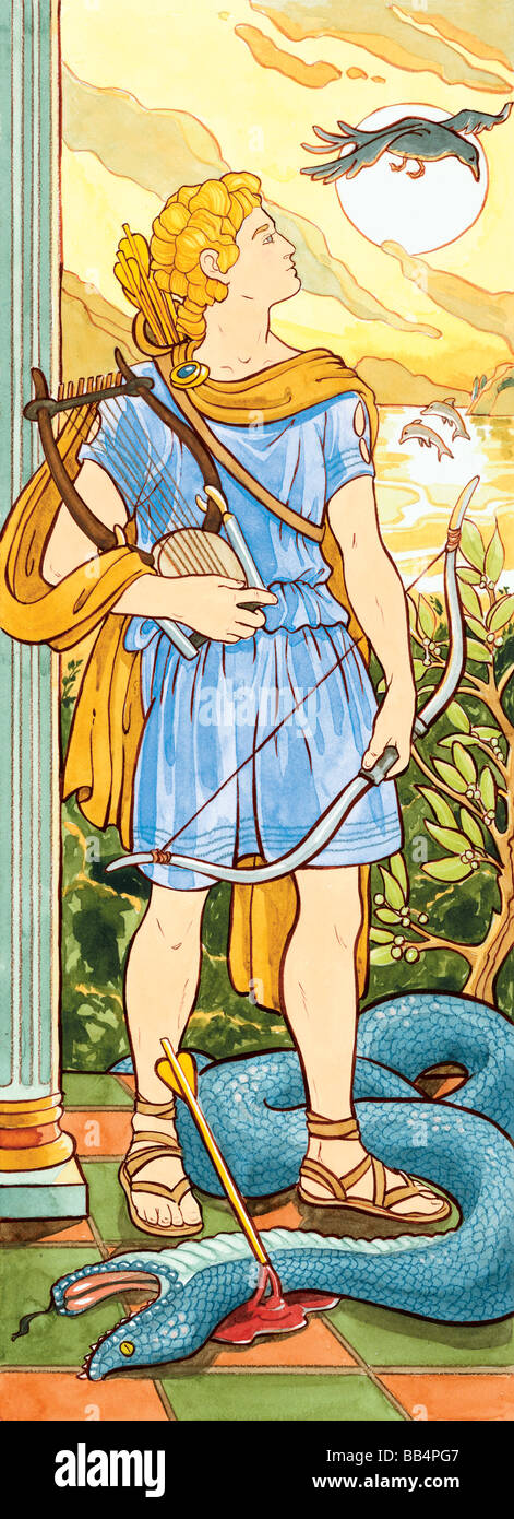 Les anciens Grecs et Romains adoraient Apollon comme le dieu de la musique, de la guérison, de la lumière et de la prophétie. Banque D'Images