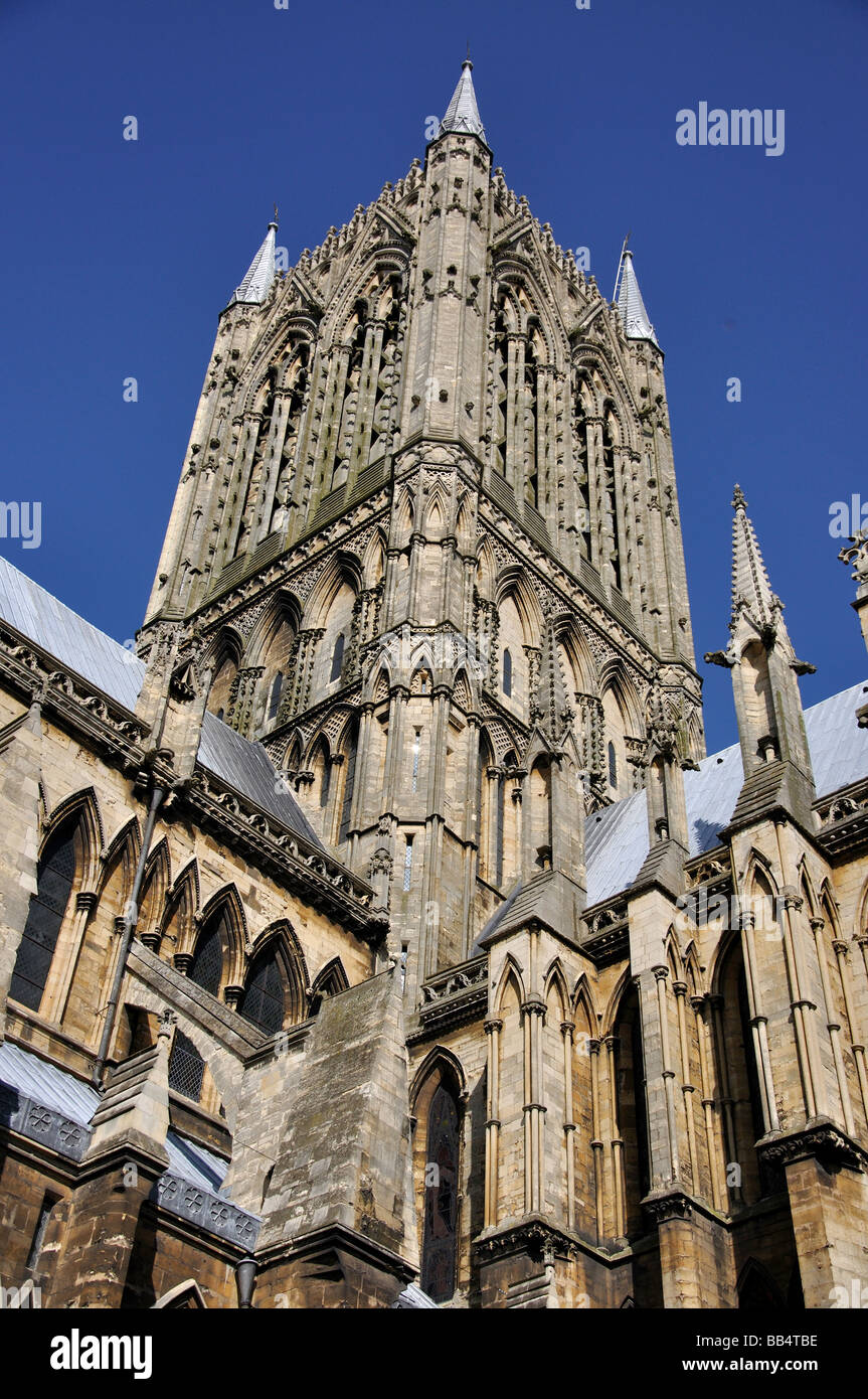 La tour normande, la cathédrale de Lincoln, Lincoln, Lincolnshire, Angleterre, Royaume-Uni Banque D'Images