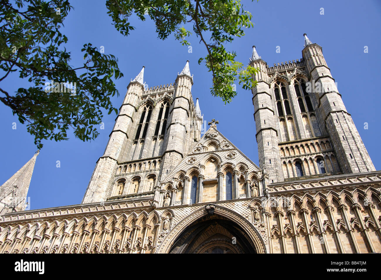 L'ouest de Norman, avant la cathédrale de Lincoln, Lincoln, Lincolnshire, Angleterre, Royaume-Uni Banque D'Images